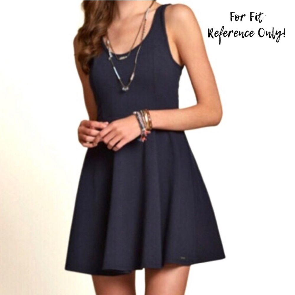 WHOAU Navy Cotton Flare Tank Top Dress, Size Small